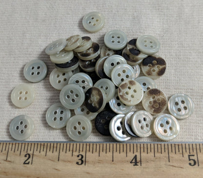 Button #21172 #4 Hole #Pearl #Rim #Imitation #Shell #10pc