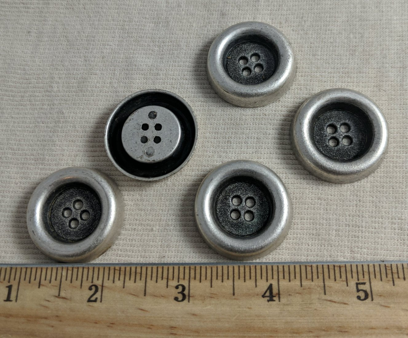 Button #9173 #4-Hole #Antique-Silver #Rim #Metal #10pc