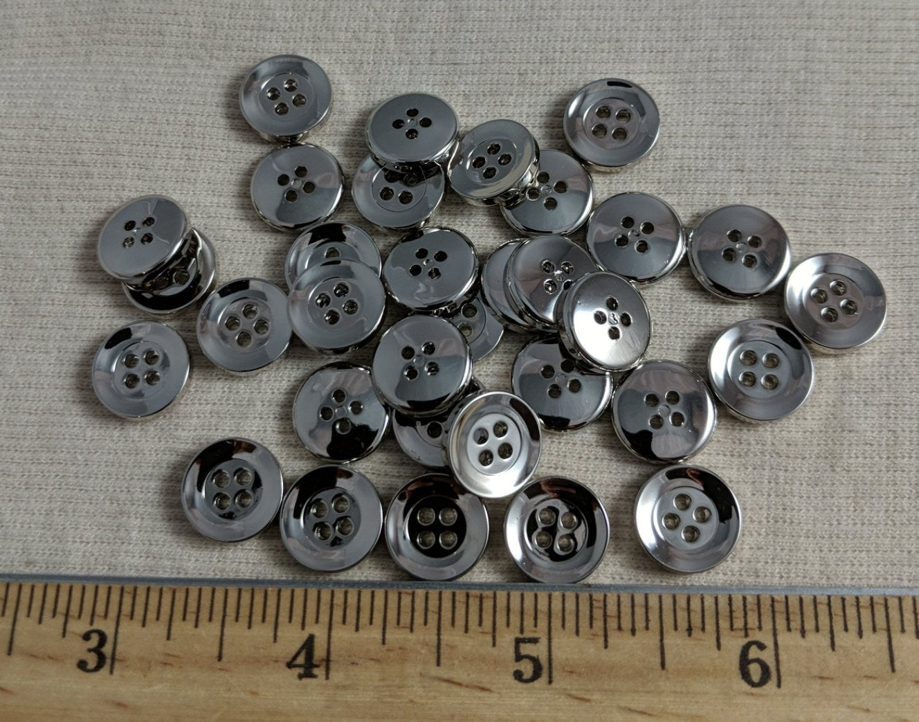 Button #EPS2036 #4 Hole #Silver #ABS #10pc