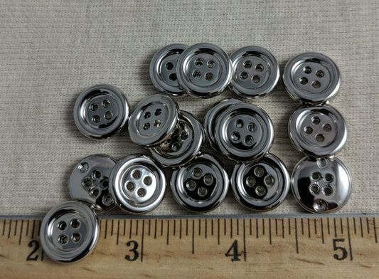 Button #EPS2028 #4 Hole #Silver #Rim #ABS #10pc