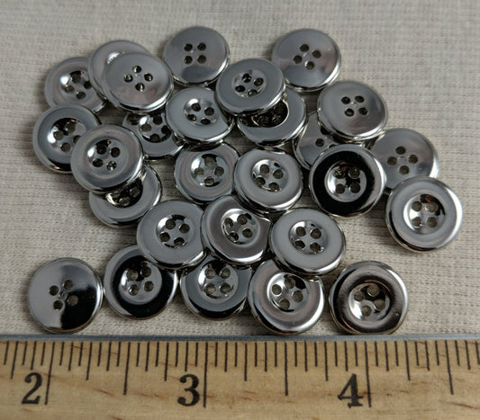 Button #EPS2025 #4 Hole #Silver #Rim #Abs #10pc