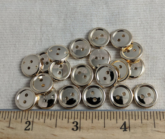 Button #EPS2020 #2 Hole #Gold #Rim #ABS #10pc