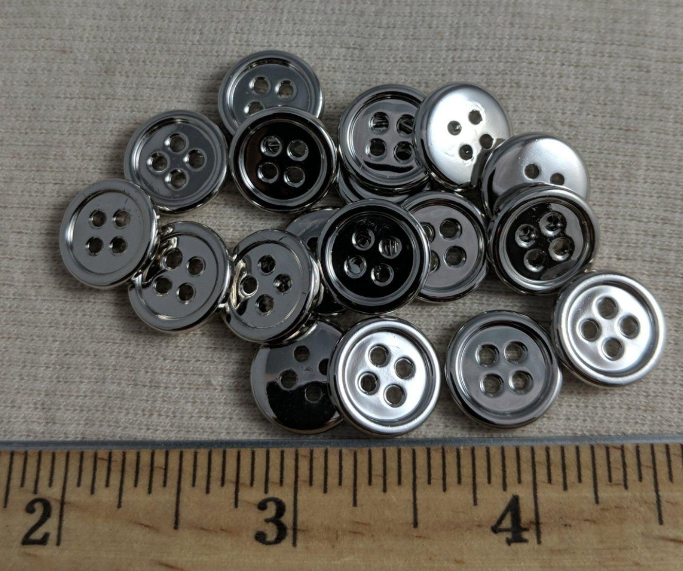 Button #MK9910 #Silver #4 Hole #Rim #ABS #10pc