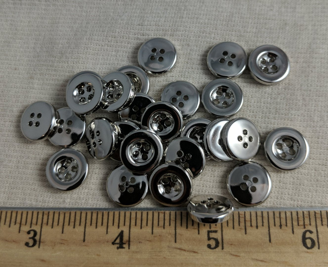 Button #EPS2010 #4 Hole #Silver #Rim #ABS #10pc