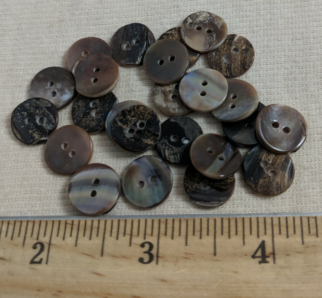 Button #Mussel #2 Hole #Brown #Shell #10pc