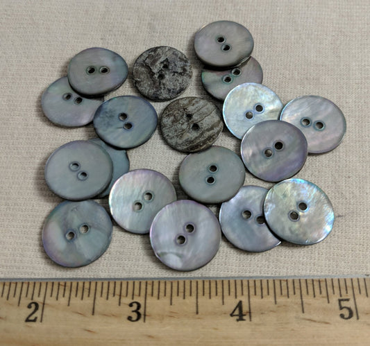 Button #Akoya #2 Hole #Grey #Shell #10pc