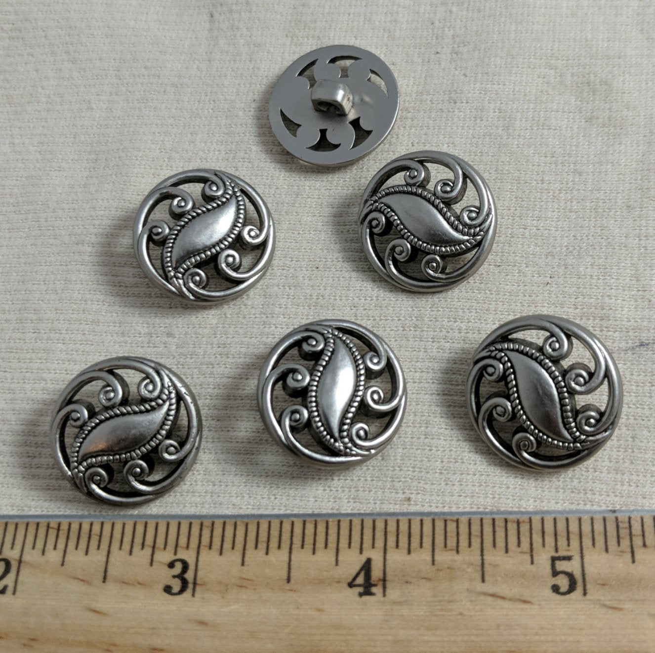 Button #8257 #Shank #Silver #Leaf #Rim #ABS #10pc