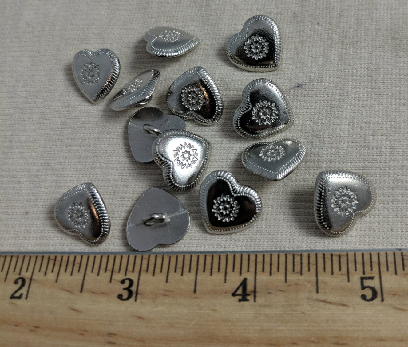 Button #PS377 #Shank #Silver #Heart #Metal #10pc