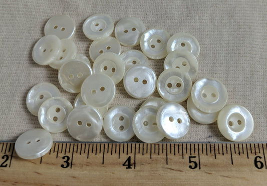Button #1343 #2 Hole #Pearl #Rim  #Basic #Polyester #10pc