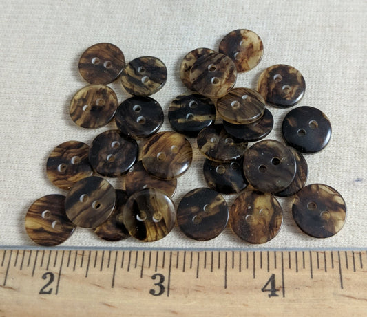 Button #P-Dome-Tortoise #2 Hole #Brown #Basic #Polyester #10pc