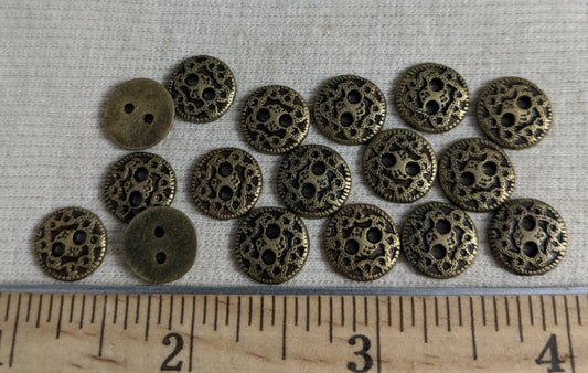 Button #70532 #2-Hole #Antique-Gold #Rim #Metal #10pc