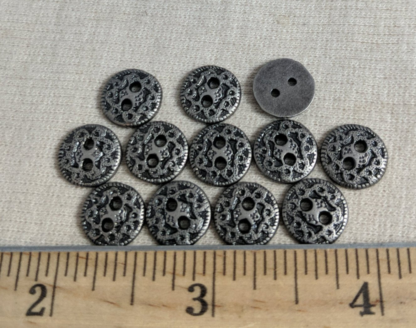 Button #70532 #2-Hole #Antique-Silver #Metal #10pc