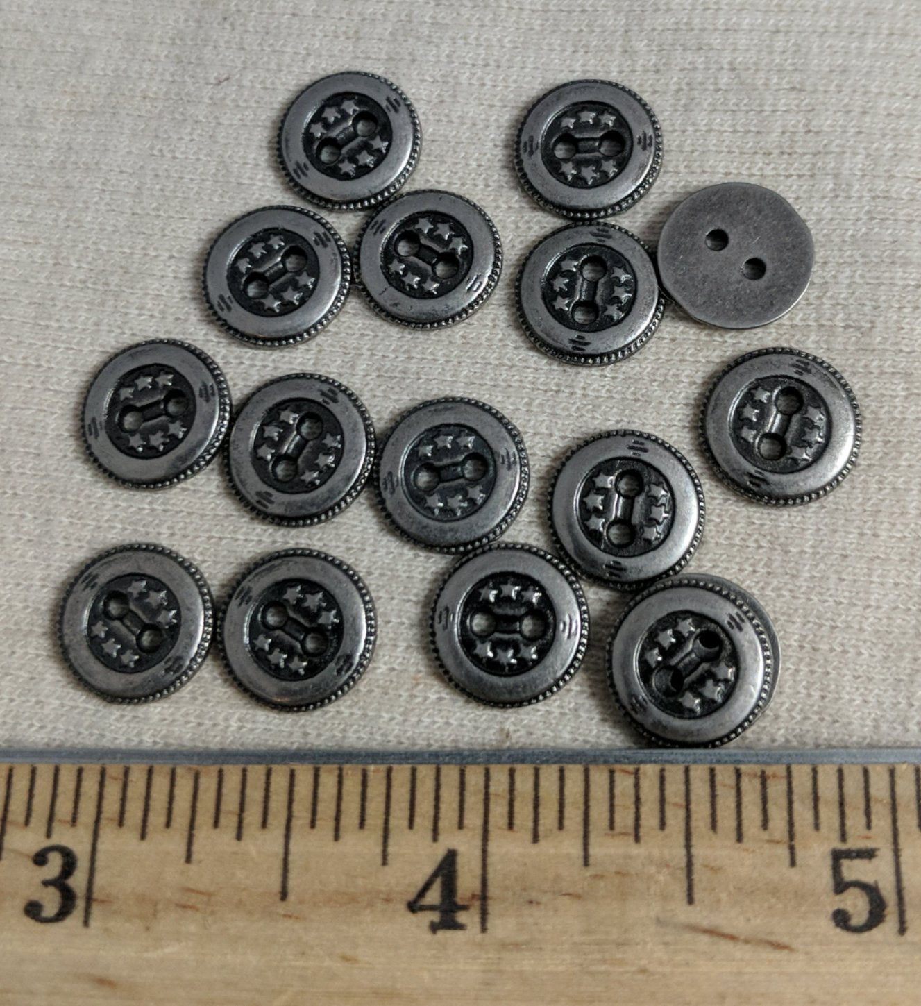 Button #70526 #2-Hole #Antique-Silver #Rim #Metal #10pc