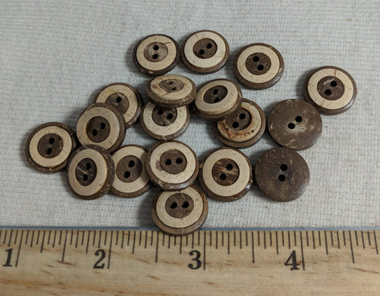 Button #P9011 #2 Hole #Brown #Rim #Coconut #Wood #10pc