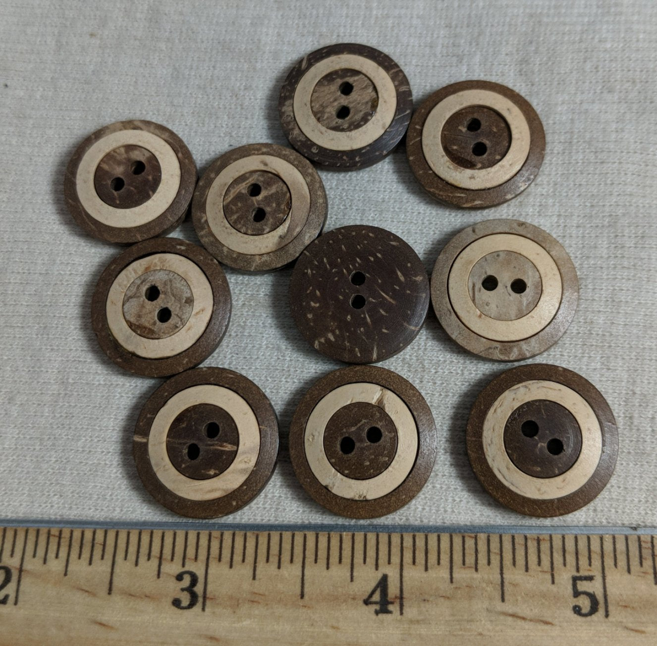 Button #P9011 #2 Hole #Brown #Rim #Coconut #Wood #10pc