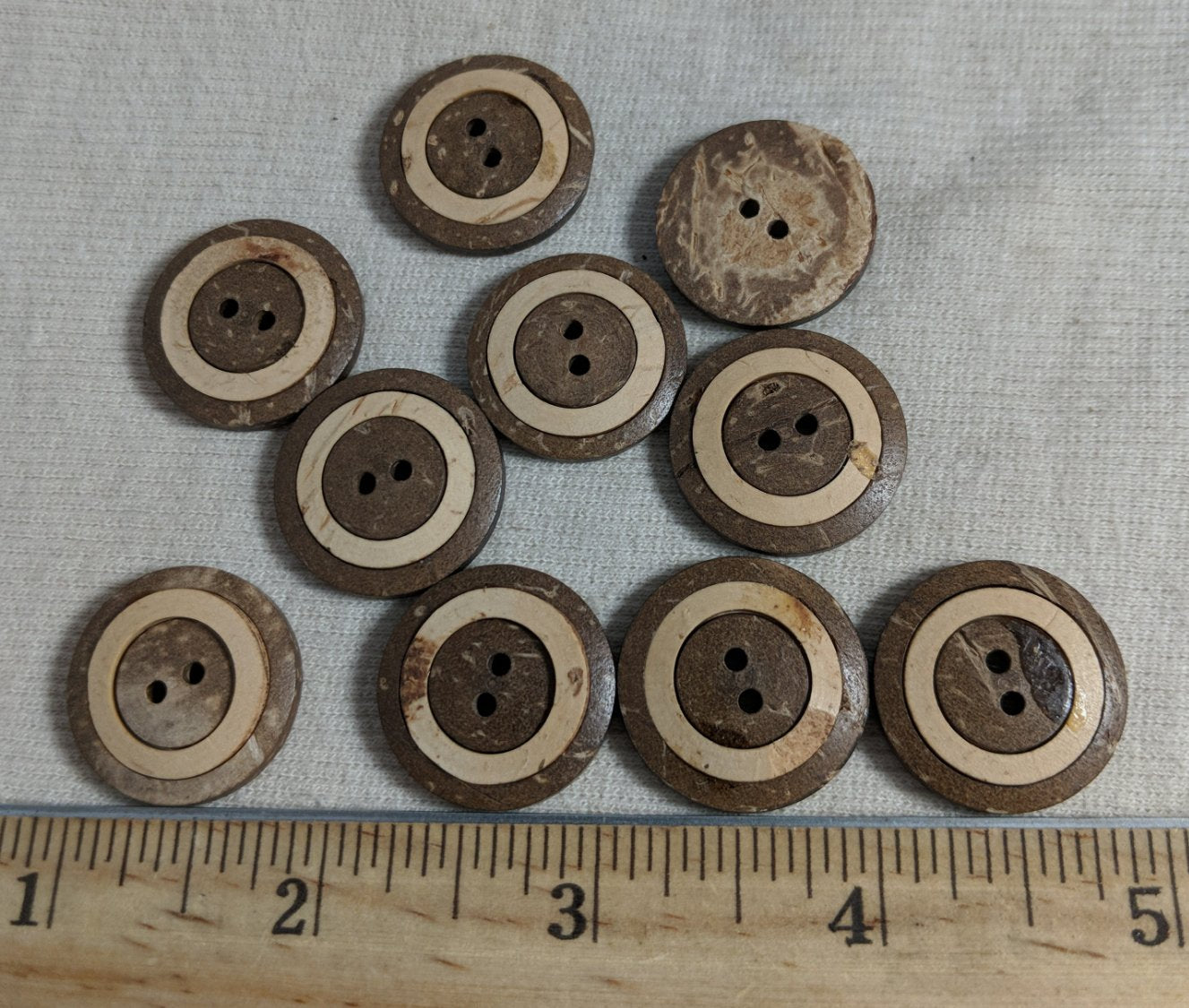 Button #P9011 #2 Hole #Brown #Rim #Coconut #Wood #10pc