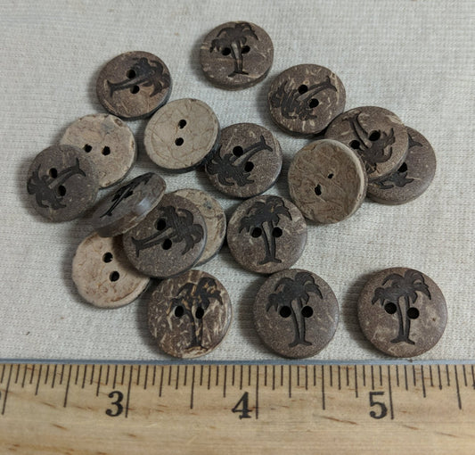 Button #PPL005 #2 Hole #Brown #Tree #Coconut #10pc