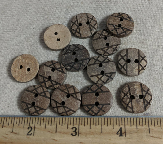 Button #PPL007 #2 Hole #Brown #Wood #Coconut #10pc