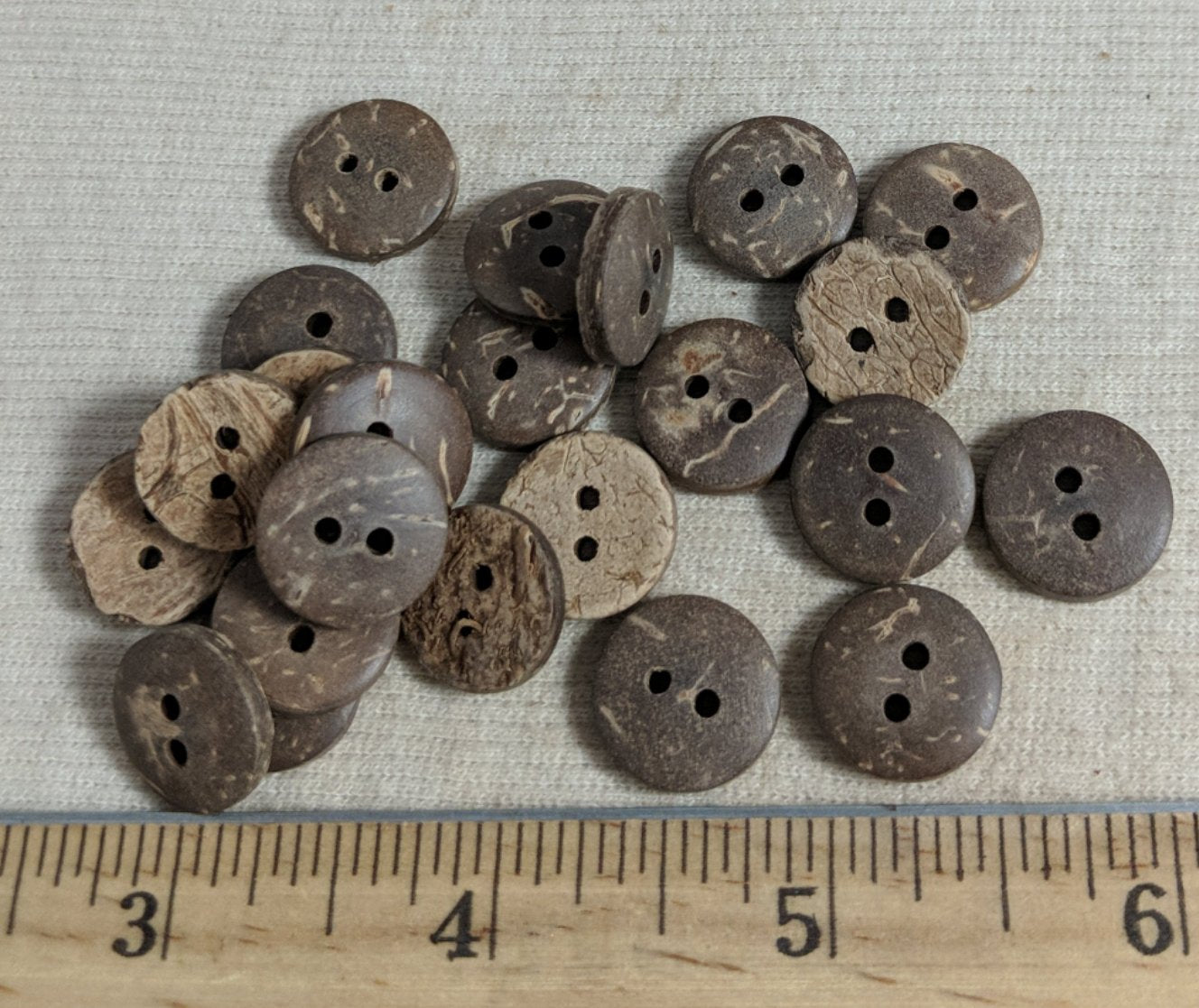 Button #26022 #2 Hole #Brown #Coconut #Wood #10pc