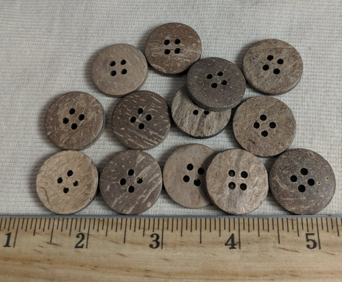 Button #26020 #4 Hole #Brown #Coconut #Wood #10pc