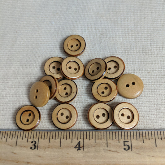 Button #27034 #2 Hole #Cream #Rim #Wood #Polyester #10pc