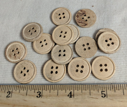 Button #26013L #4 Hole #Cream #Rim #Coconut #Wood #10pc