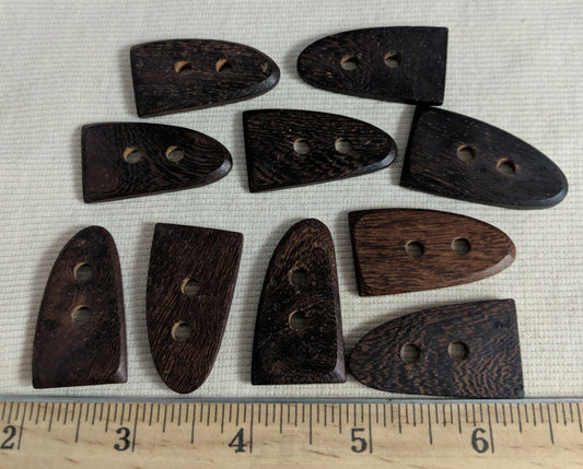 Button #B-2 #2 Hole #Brown #Wood #10pc