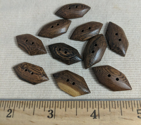 Button #Nugget-6 #2 Hole #Brown #Wood #10pc