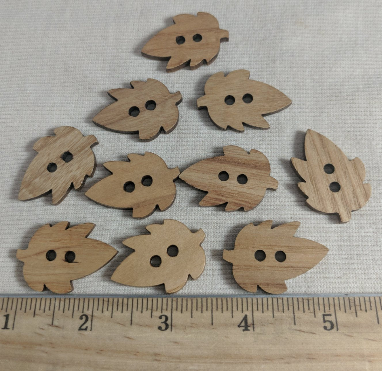 Button #WB-B009 #2 Hole #Leaf #Brown #Wood #10pc