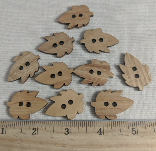 Button #WB-B009 #2 Hole #Leaf #Brown #Wood #10pc