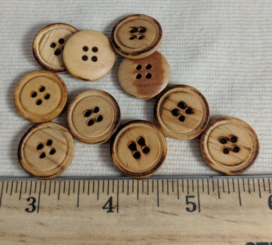 Button #AB056 #4 Hole #Brown #Rim #Wood #Polyester #10pc