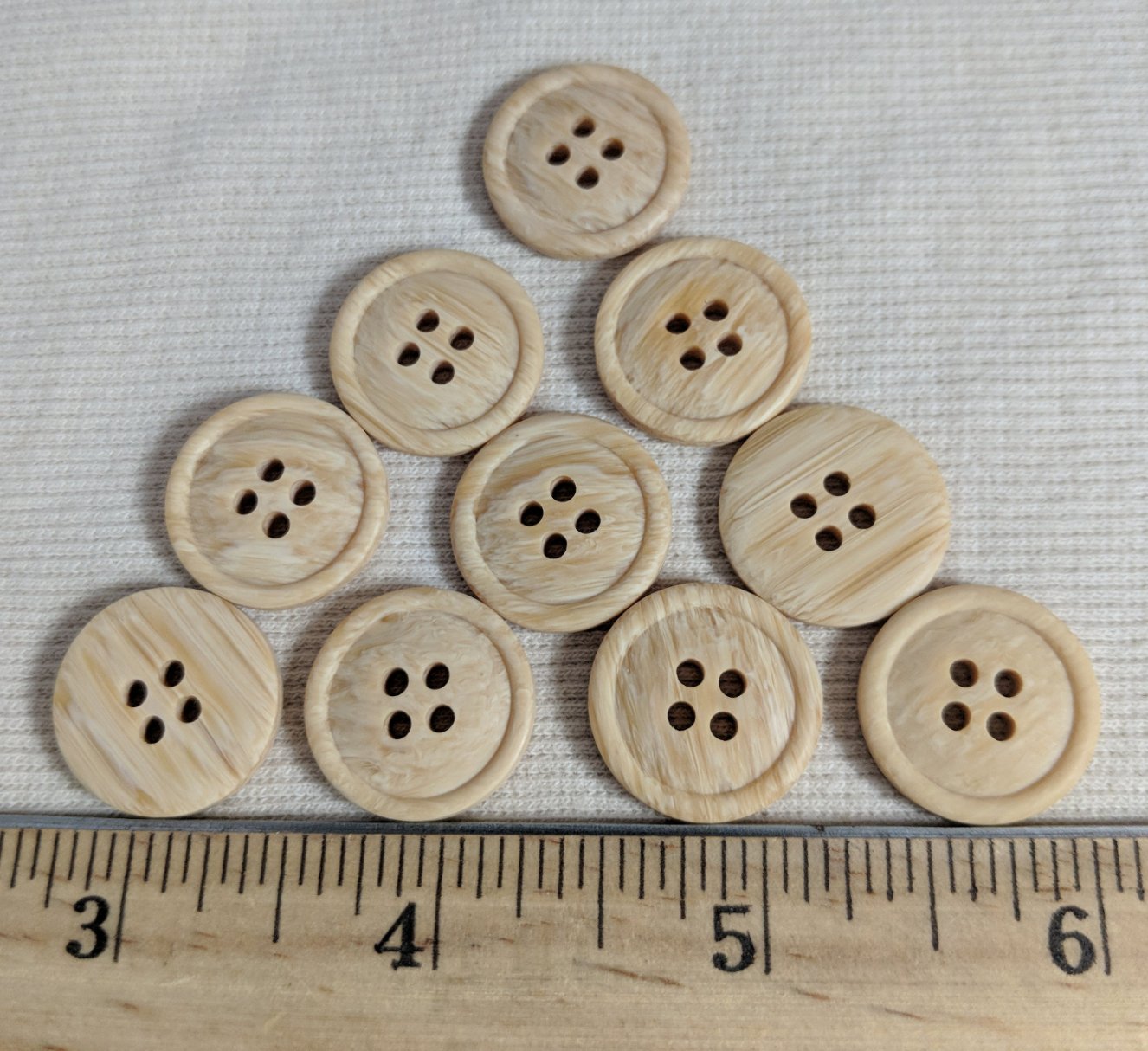 Button #PB985 #4 Hole #Cream #Rim #Imitation #Wood #Polyester #10pc