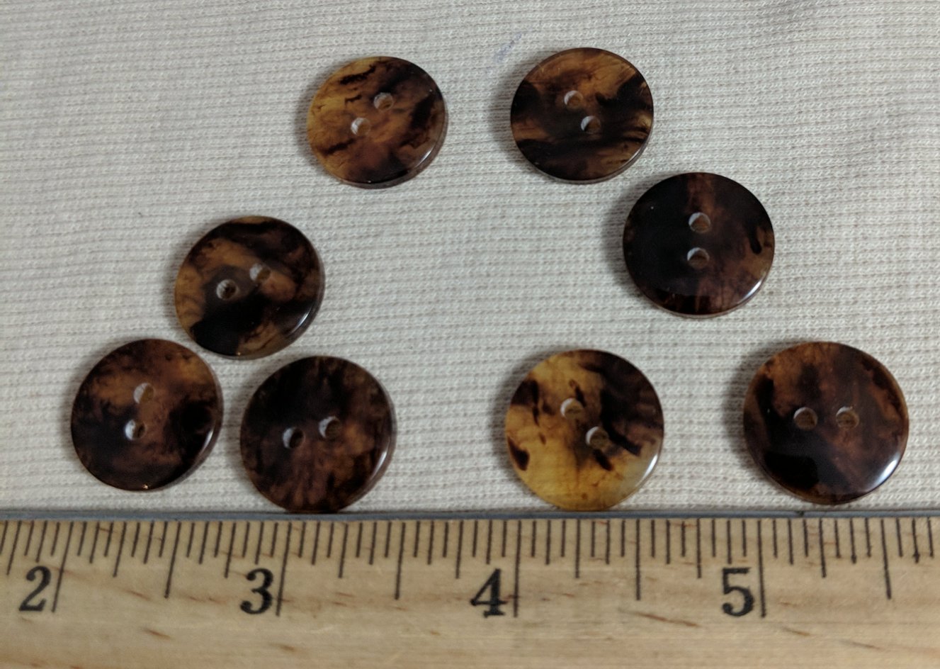Button #P-Dome-Tortoise #2 Hole #Brown #Basic #Polyester #10pc