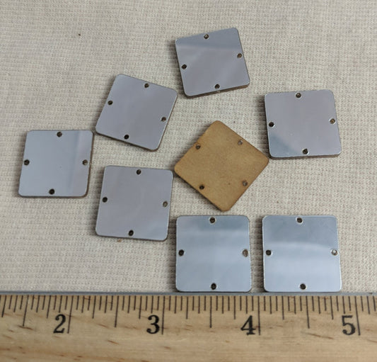 Mirror #WA014 #Silver #4-Hole #Square #Sew-on #20pc