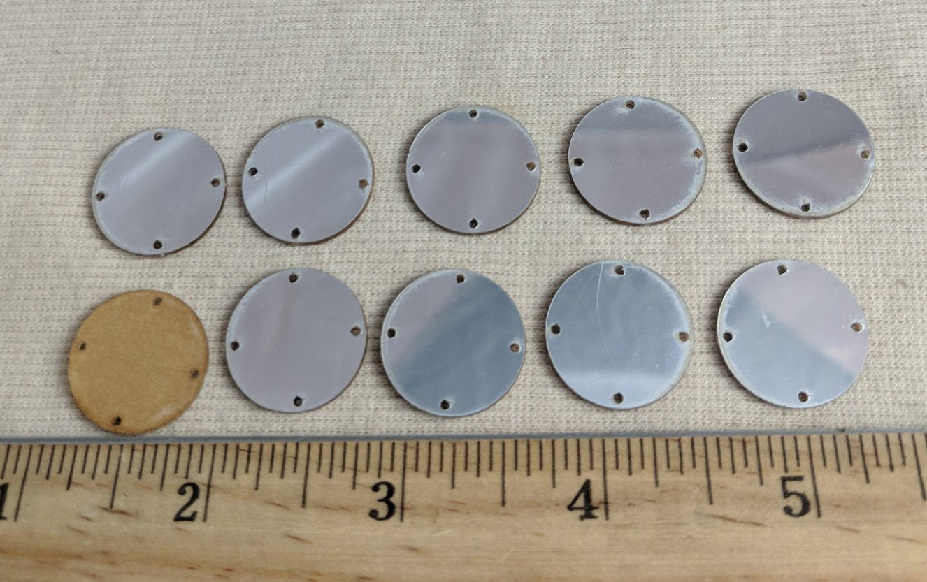 Mirror #WA014 #Silver #4-Hole #Round #Sew-On #20pc