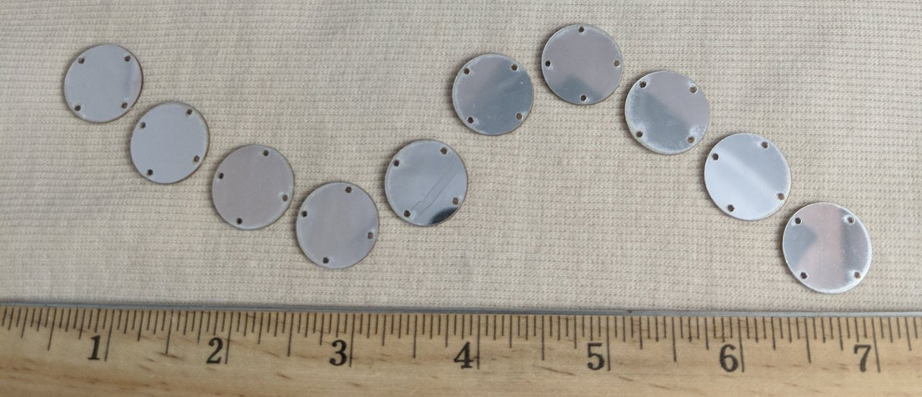 Mirror #WA014 #Silver #4-Hole #Round #Sew-On #20pc