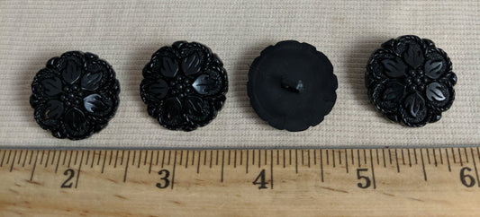 Button #177 #Shank #Black #Flower #Nylon #10pc