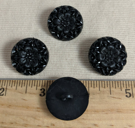 Button #SN1914 #Shank #Black #Flower #Nylon #10pc