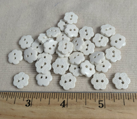 Button #FS3083 #2 Hole #White #Nylon #Flower #10pc