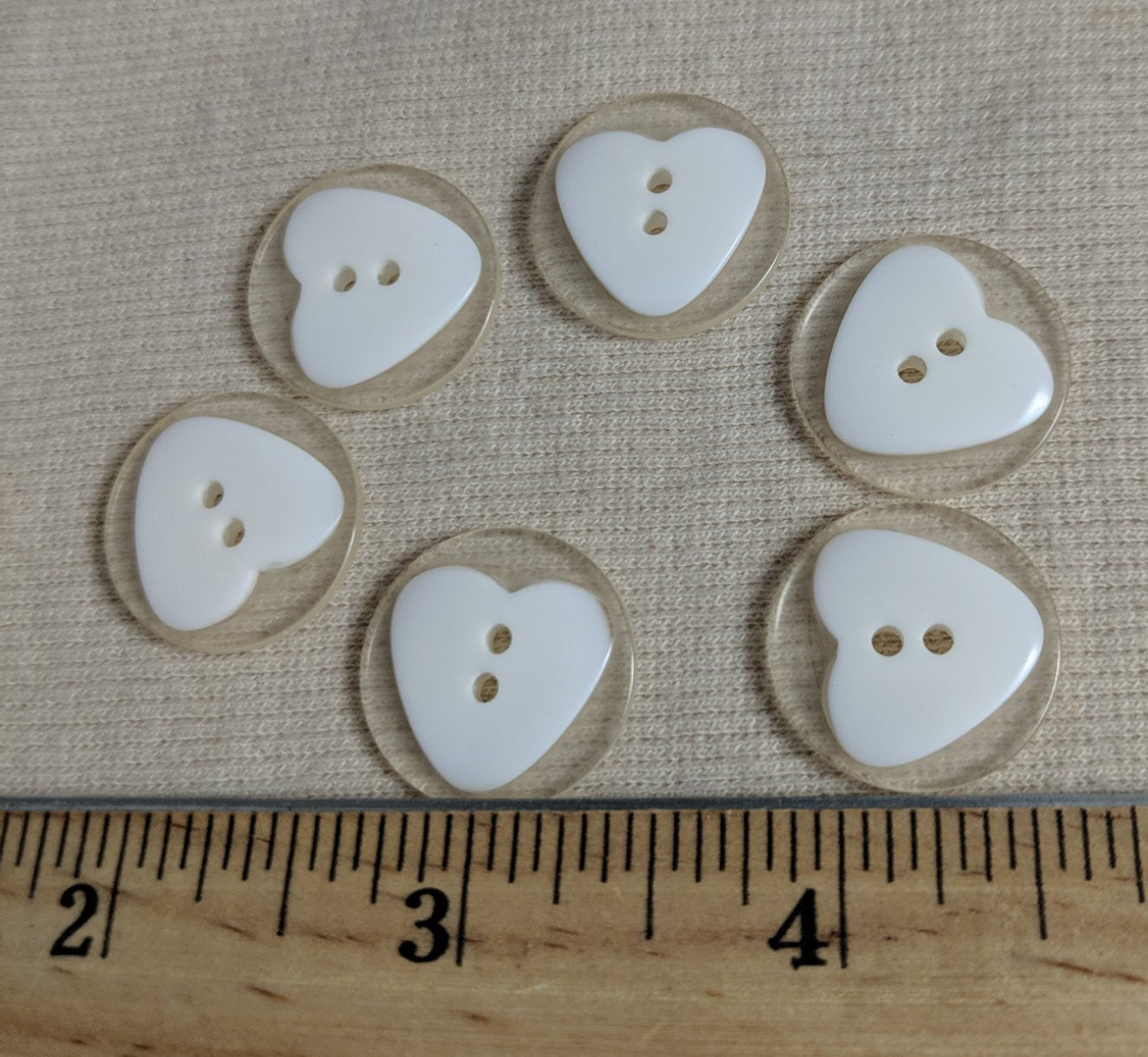 Button #P9021 #2 Hole #White #Heart #Children #Polyester #10pc