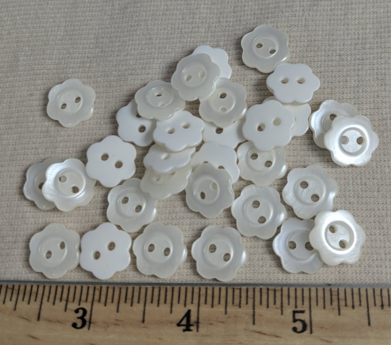 Button #819 #2 Hole #White #Flower #Rim #Nylon #10pc