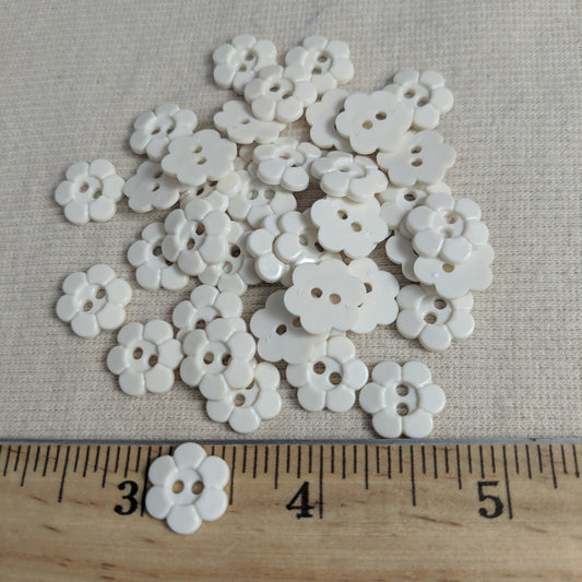 Button #KU282 #2 Hole #White  #Flower #Nylon #10pc