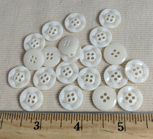 Button #P9020 #4 Hole #White #Star #Polyester #10pc