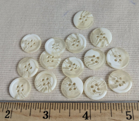 Button #1079 #4 Hole #Cream #Rim #Polyester #10pc