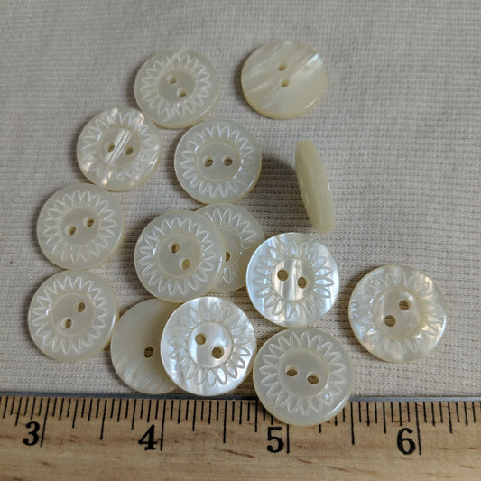 Button #PB1431 #2 Hole #Pearl #Rim #Polyester #10pc