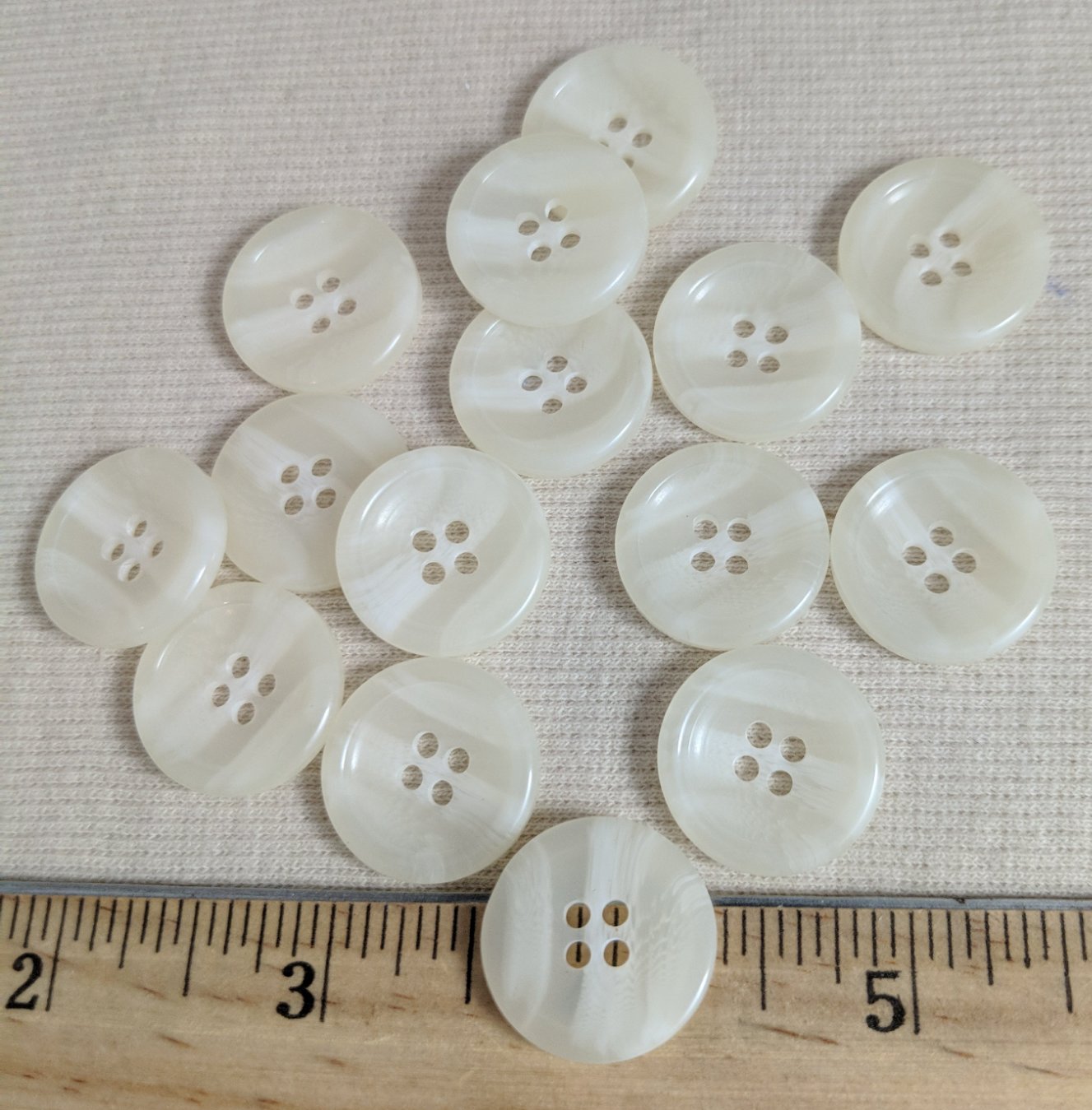 Button #1 #4 Hole  #White #Polyester #10pc