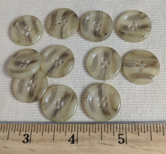 Button #1232 #4 Hole #Cream #Rim #Polyester #10pc