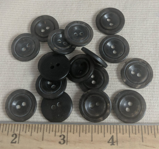 Button #1344P #2 Hole #Grey  #Rim #Polyester #10pc