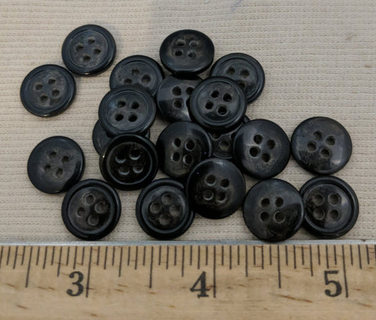 Button #PB9235 #4 Hole #Black #Rim #Polyester #10pc