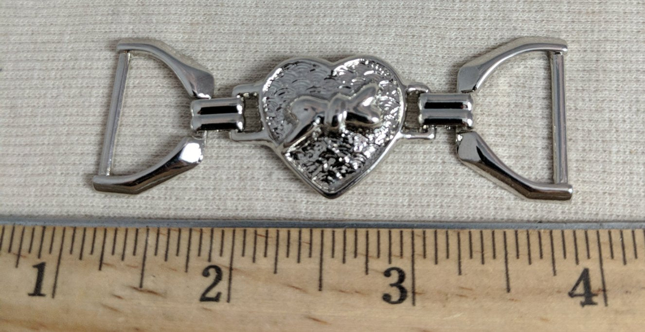 Buckle A003 #Silver #Heart #Metal #1pc